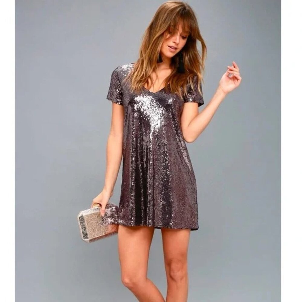 Lulus Light Up The Night Lavendar Sequin Mini Dress Size XS